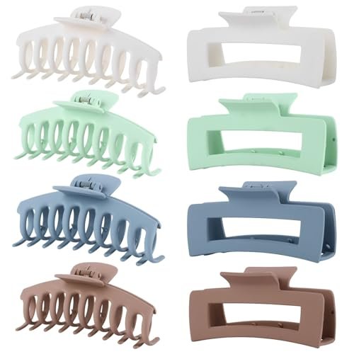 luseren 8 pack hair clips for women 4.3 inch large hair claw c...