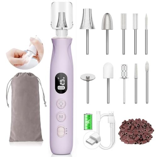 hskai nail file drill, long lasting electric thick toe nail gr...