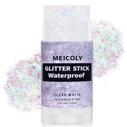 meicoly clear white face body glitter stick,hair glitter stick...