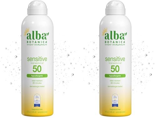 alba botanica sensitive sunscreen spray for face and body, fra...