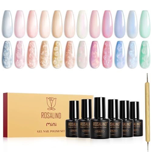 rosalind pearl gel nail polish 12 colors pastel pink yellow...