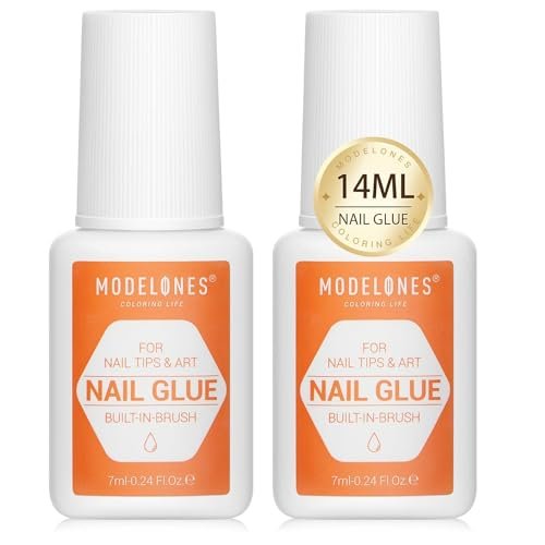 modelones nail glue for press ons nails strong 2pcs 14ml nails...