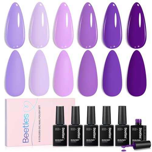 beetles purple gel polish set violet letter collecion, light...