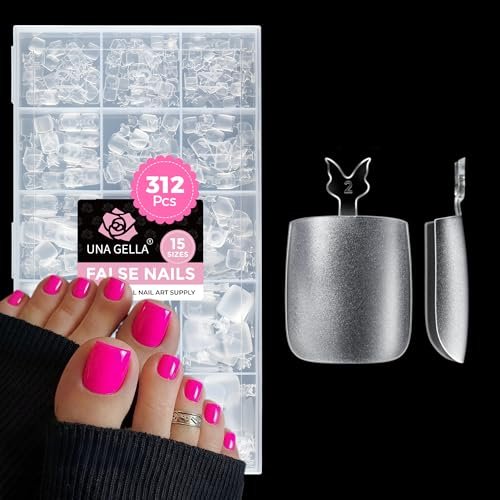 una gella square toe nail tips 312pcs 15sizes, full cover soft...
