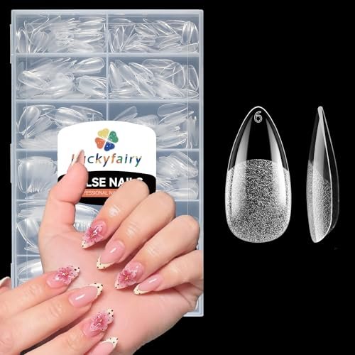 almond nail tips: 240pcs pointed almond soft gel nail tips, pr...