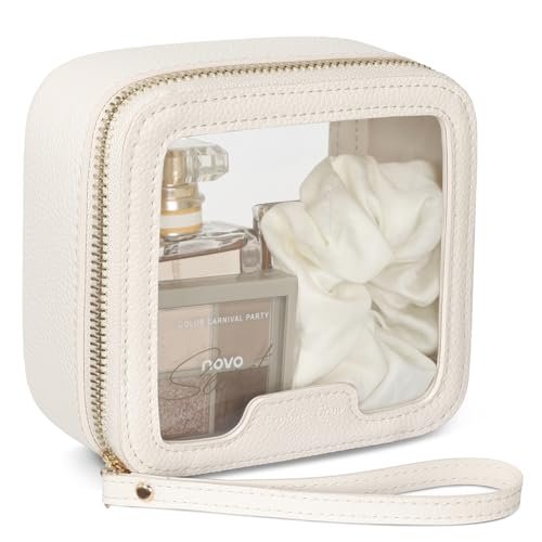packism structured clear makeup bag faux leather cosmetic po...
