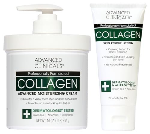 advanced clinicals collagen cream body lotion & face moisturiz...