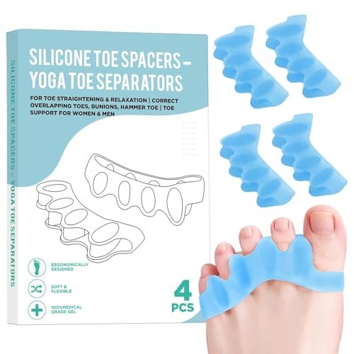 4 pcs silicone toe spacers – yoga toe separators for toe strai...