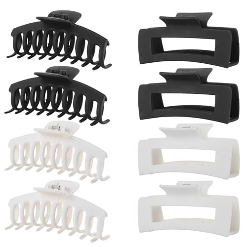 luseren 8 pack white and black hair clips for women 4.3 inch l...