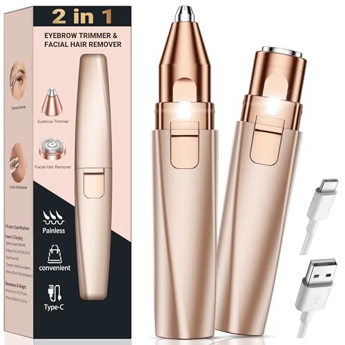 eyebrow trimmer facial hair removal for women: 2 in 1 recharge...