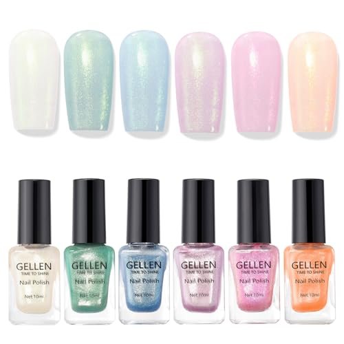 gellen shimmer pastel nail polish, buildable sheer natural reg...