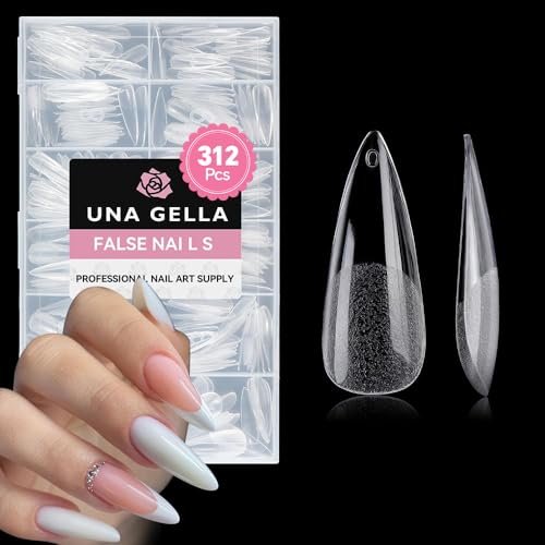 una gella stiletto gel nail tips long: full cover 312pcs half...
