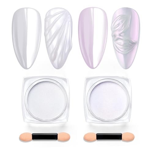 beetles chrome nail powder 2 jars white and purple pearl crome...