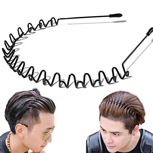 vrose flosi metal headband for men zig zag wavy hair band fo...
