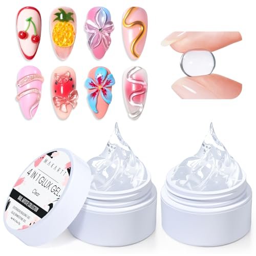 makartt 3d gel nail art: 4 in 1 clear solid gel builder for ex...