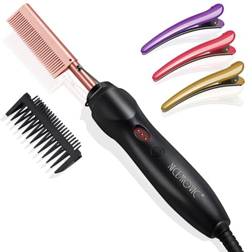 nicemovic ceramic heating hair straightener comb hot pressin...
