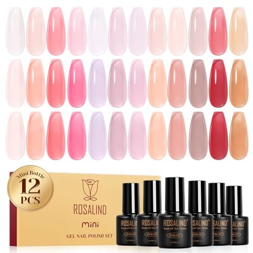 rosalind 12pcs jelly gel polish, clear translucent gel nail po...