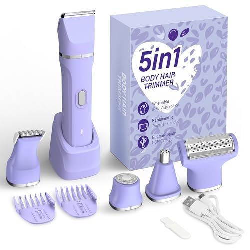 kingtee 5 in 1 electric bikini trimmer for women – ipx7 waterp...