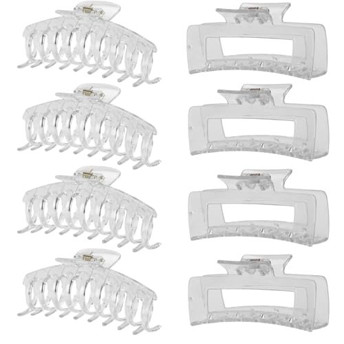 clear hair clips for women 8 pack 4.3 inch large matte banana...