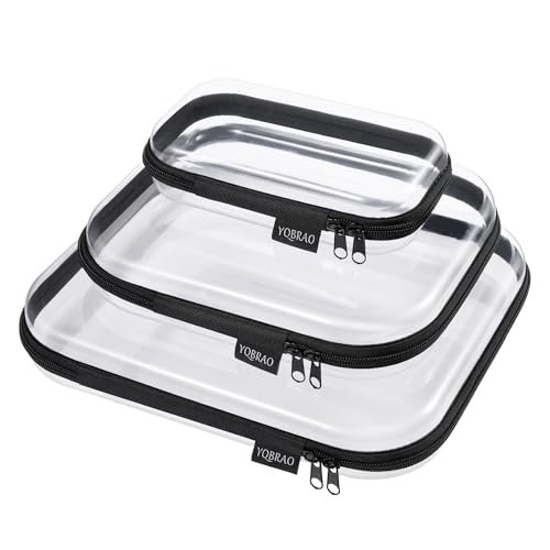 yqbrao 3 pack clear hard shell zipper case black, 1.2mm heavy ...