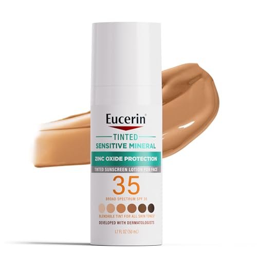 eucerin sun tinted sensitive mineral face sunscreen lotion spf...