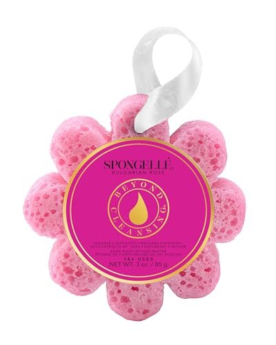 spongellé bulgarian rose wild flower bath sponge | built in bo...