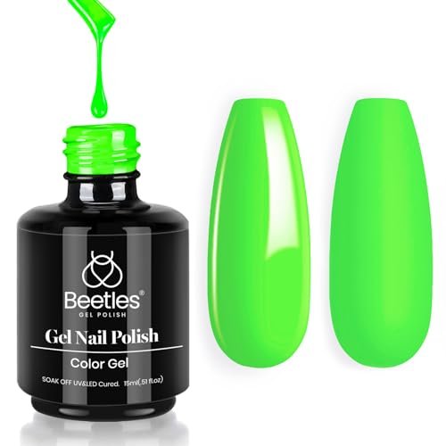 beetles neon green gel nail polish, 15ml soak off uv led day n...