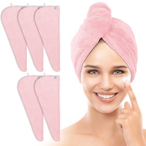 tenstars 5 pack thicken microfiber hair towel wrap for women ...