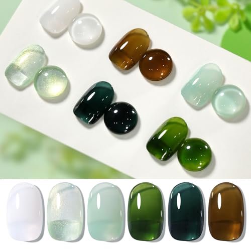 born pretty jelly green milky white gel nail polish spring sum...
