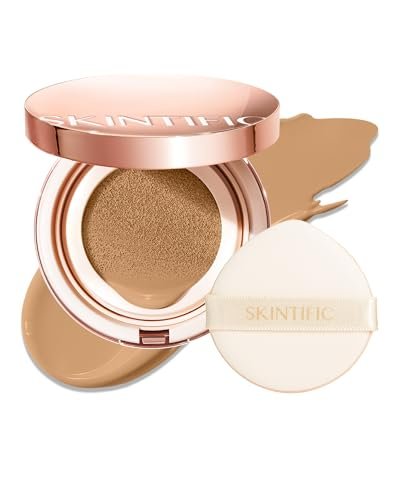 skintific full coverage cushion foundation #03g golden almond|...