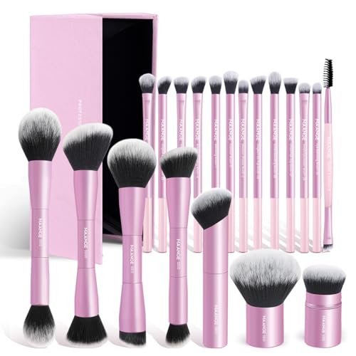 maange 20 pcs makeup brushes with gift box, double end multi f...