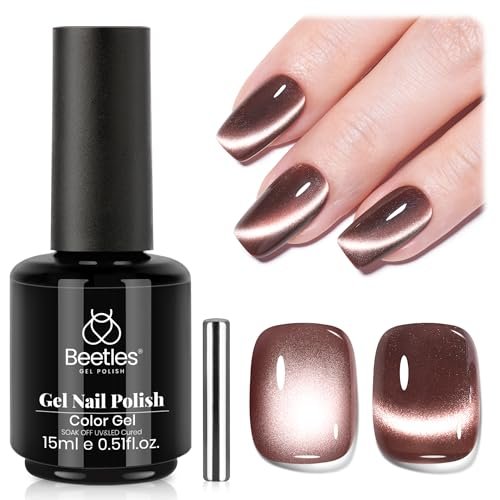 beetles brown cat eye gel nail polish cinnamon girl cat eye...