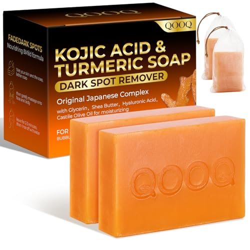 qooq turmeric kojic acid soap for dark spots remover – facial...