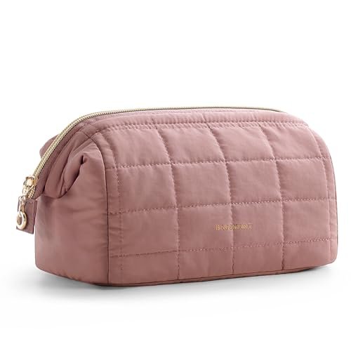bagsmart makeup bag travel toiletry bag, puffy padded make up...