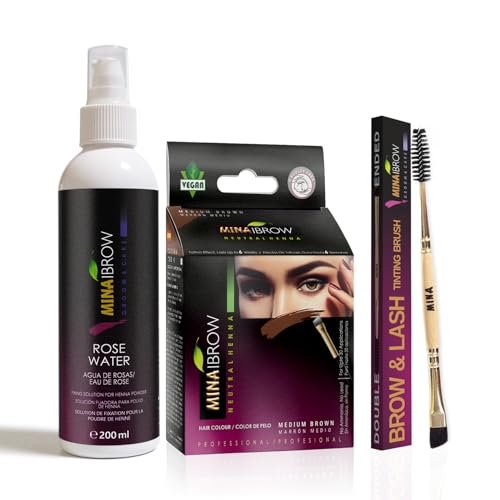 minaibrow instant hair dye kit medium brown | natural spot col...