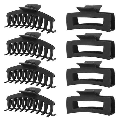 black hair clips for women 8 pack 4.3 inch large matte banana...