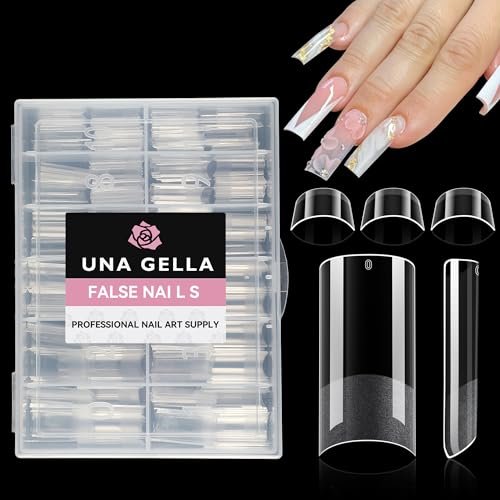 una gella no c curve medium square nail tips 216 pcs pre file...