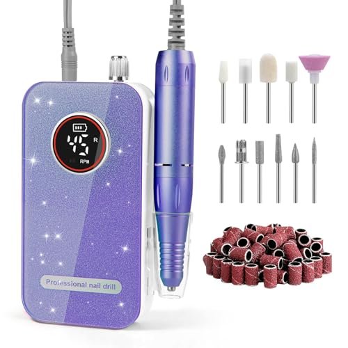 professional nail drill electric file 45000rpm, portable recha...
