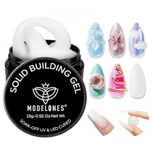 modelones 3d sculpting gel, milky white solid nail builder har...
