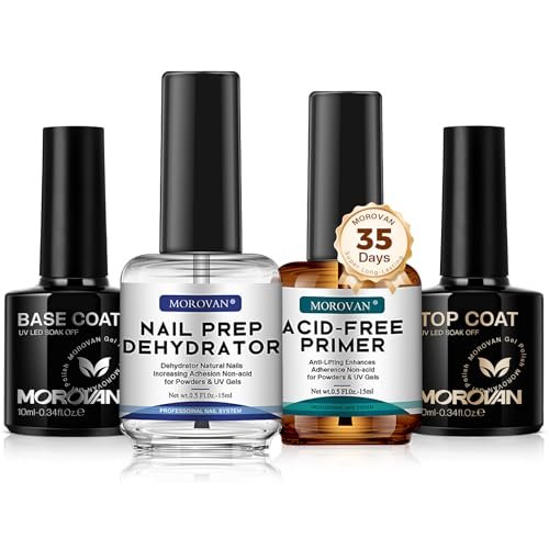 morovan nail dehydrator and primer with gel base & top coat se...