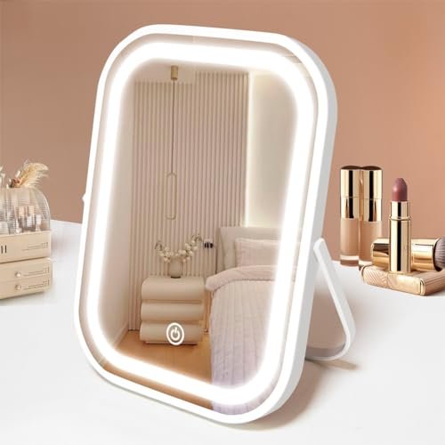 yekkopt travel makeup mirror with lights, portable small beaut...
