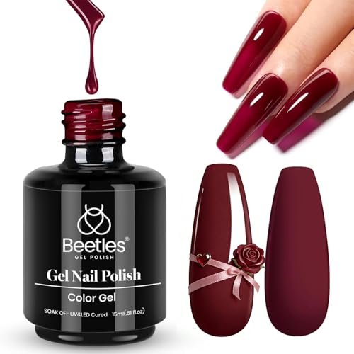 beetles red gel polish oxblood red 15ml/0.51fl oz, maroon da...