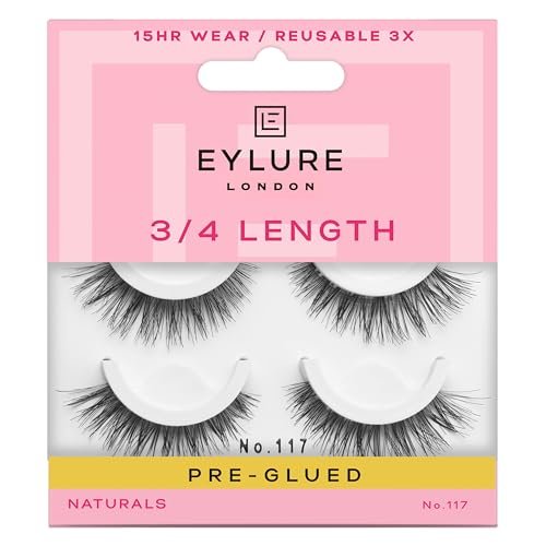 eylure pre glued wispy light texture eyelashes, no.117, twin pack