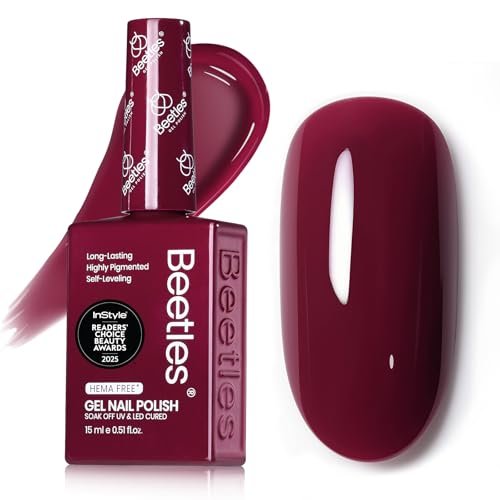 beetles burgundy red gel polish – hema free 15ml full size plu...