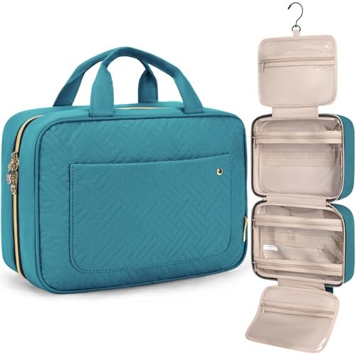 bagsmart toiletry bag travel bag with hanging hook, water resi...