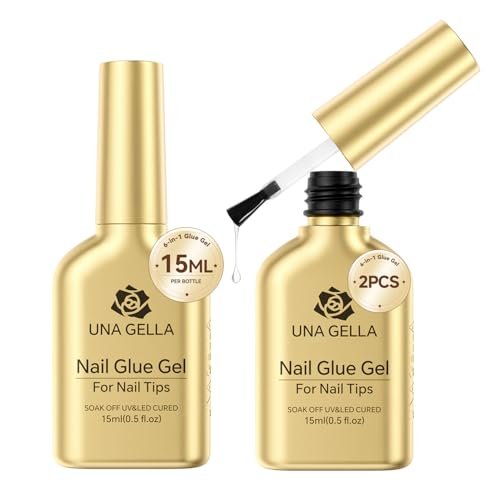 una gella 6 in 1 gel nail glue for clear acrylic nails tips, 2...