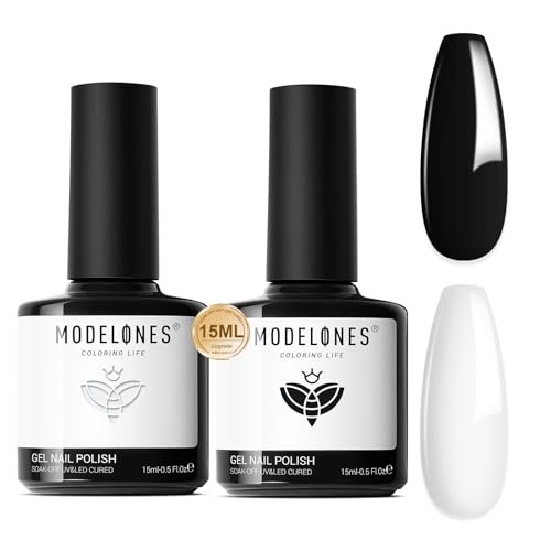 modelones white gel polish black gel polish set 2 pcs 15ml bla...