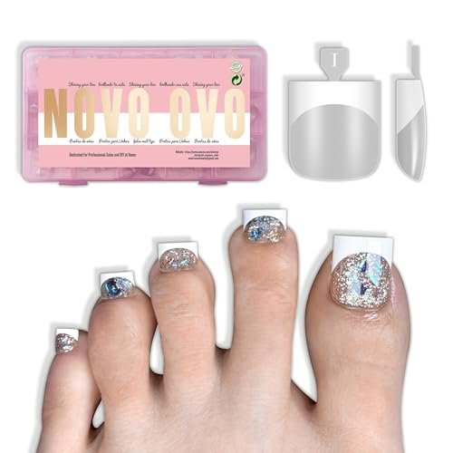novo ovo clear press on toenails, toe nail press ons for women...