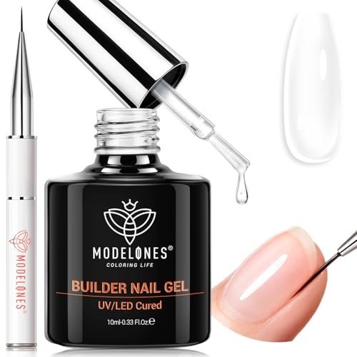 modelones builder nail gel, clear builder nail polish 7 in one...