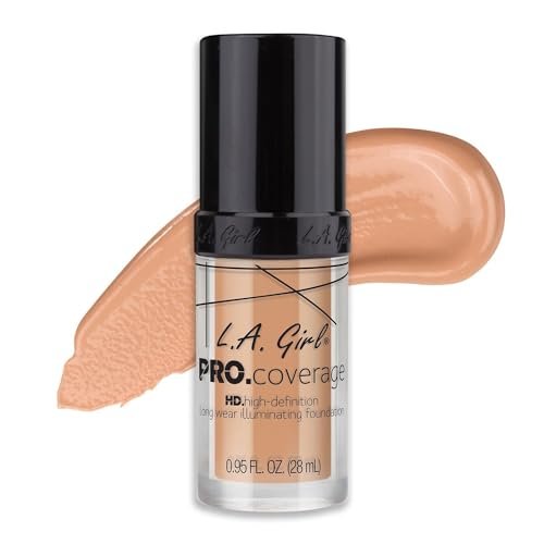 l.a. girl pro coverage liquid foundation, porcelain, 0.95 fl oz